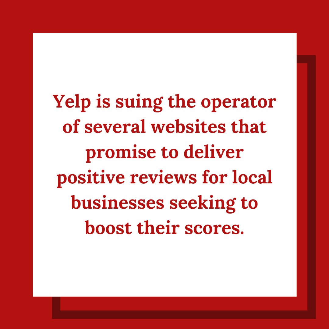 Yelp sues companies promising positive reviews