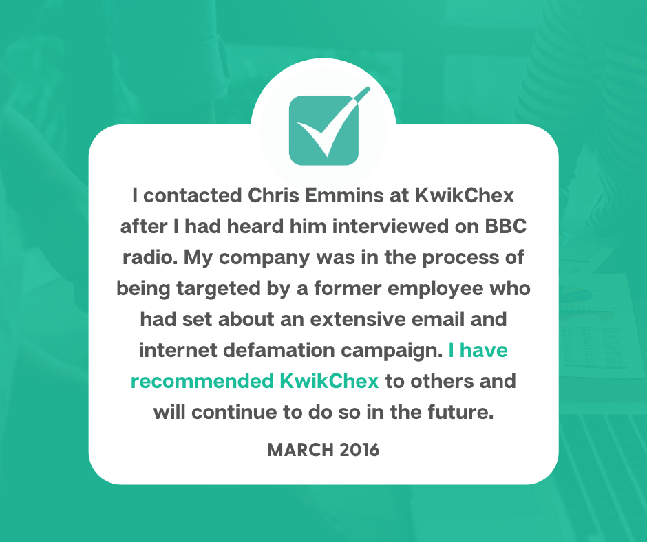I have recommended KwikChex to others and will continue to do so in the future