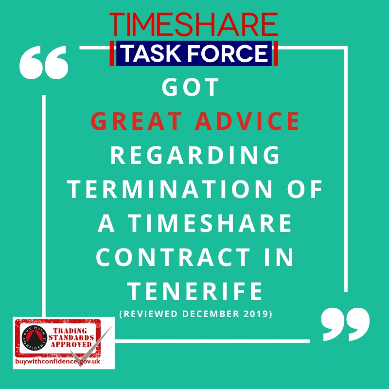 Got great advice regarding termination of a timeshare contract in Tenerife