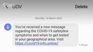 Example of a text message used in a phishing scam