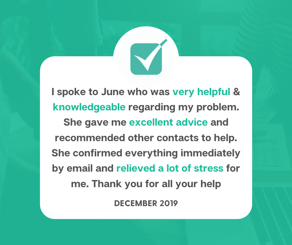 I spoke to June who was very helpful & knowledgeable