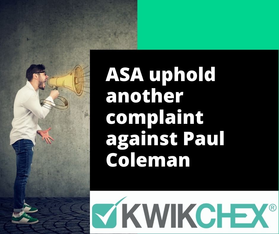 ASA uphold another complaint against Paul Coleman