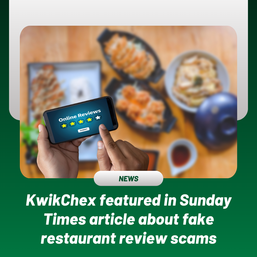 KwikChex featured in Sunday Times article about fake restaurant review scams